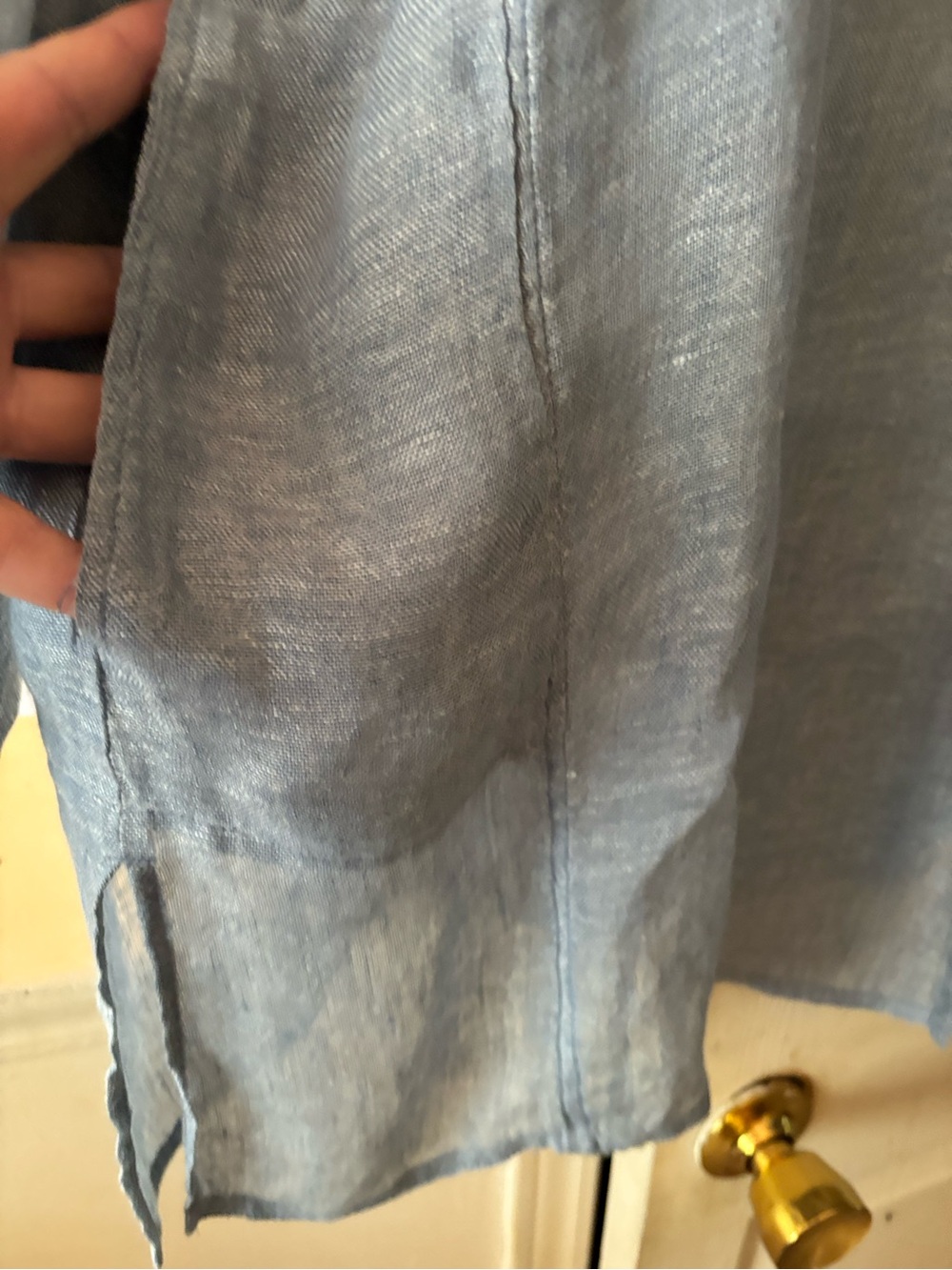 Eileen Fisher Soft Chambray Blue Button-Front Tunic 100% linen - Picture 5 of 7